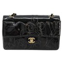 CHANEL Schultertasche Kette Lackleder Schwarz Gold CC Auth bs35471A-2