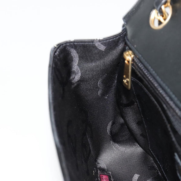 CHANEL Schultertasche Kette Lackleder Schwarz Gold CC Auth bs35471A