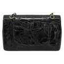 CHANEL Schultertasche Kette Lackleder Schwarz Gold CC Auth bs35471A-3
