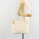 CHANEL Reissue Tote Bag Caviar Skin White Gold CC Auth bs35475-23