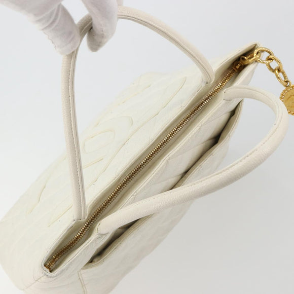 CHANEL Reissue Tote Bag Caviar Skin White Gold CC Auth bs35475