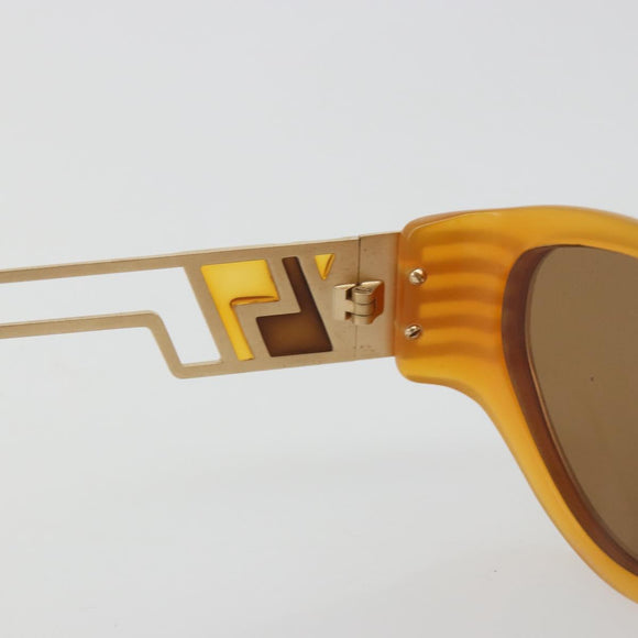 SAINT LAURENT Sunglasses Plastic Beige Gold Auth bs35478