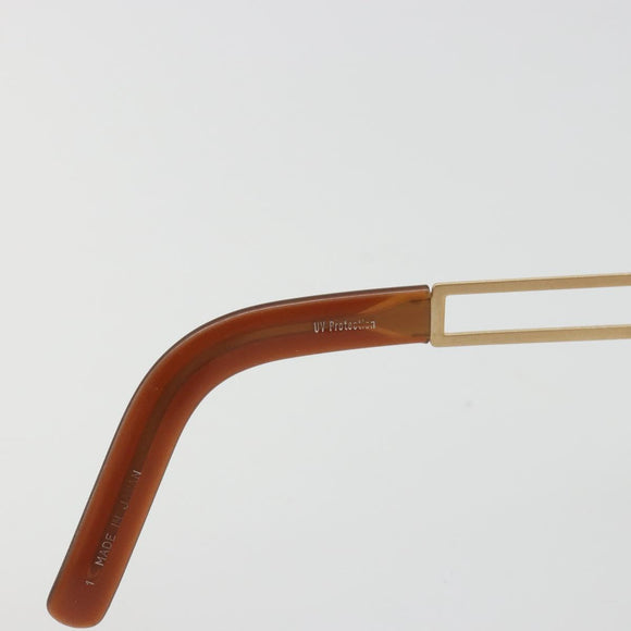 SAINT LAURENT Sunglasses Plastic Beige Gold Auth bs35478