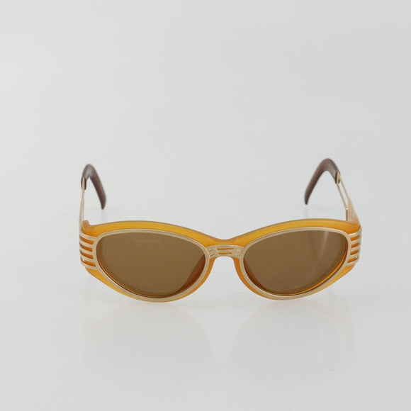 SAINT LAURENT Sunglasses Plastic Beige Gold Auth bs35478