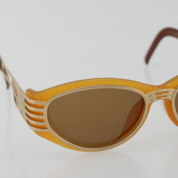 SAINT LAURENT Sunglasses Plastic Beige Gold Auth bs35478