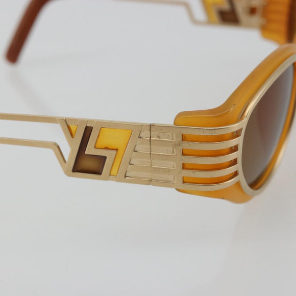 SAINT LAURENT Sunglasses Plastic Beige Gold Auth bs35478