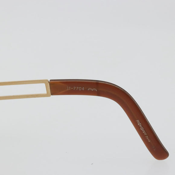 SAINT LAURENT Sunglasses Plastic Beige Gold Auth bs35478