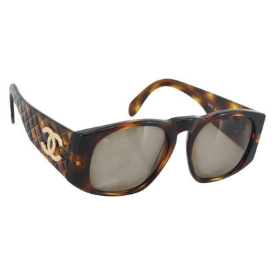 CHANEL Tortoise Pattern Sunglasses Plastic Brown Gold CC Auth bs35479