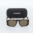 CHANEL Zonnebril met Schildpadpatroon Kunststof Bruin Goud CC Auth bs35479-13