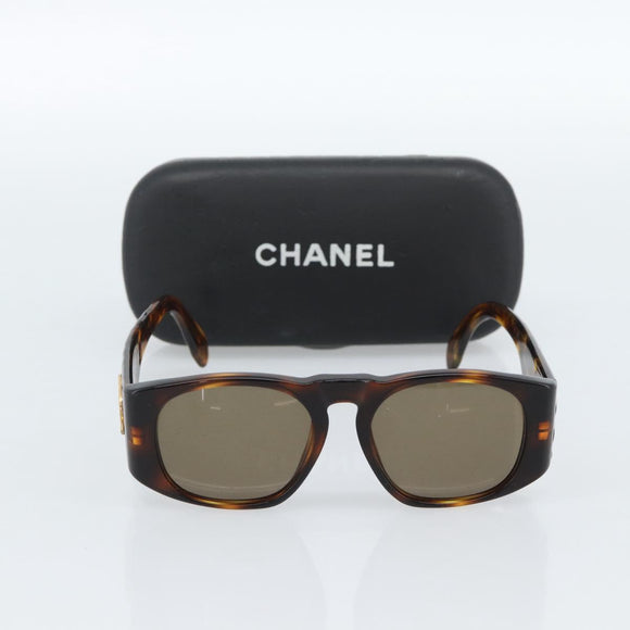 CHANEL Zonnebril met Schildpadpatroon Kunststof Bruin Goud CC Auth bs35479