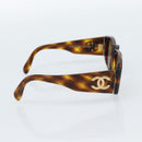 CHANEL Zonnebril met Schildpadpatroon Kunststof Bruin Goud CC Auth bs35479-4