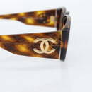 CHANEL Zonnebril met Schildpadpatroon Kunststof Bruin Goud CC Auth bs35479-5