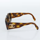CHANEL Zonnebril met Schildpadpatroon Kunststof Bruin Goud CC Auth bs35479-6