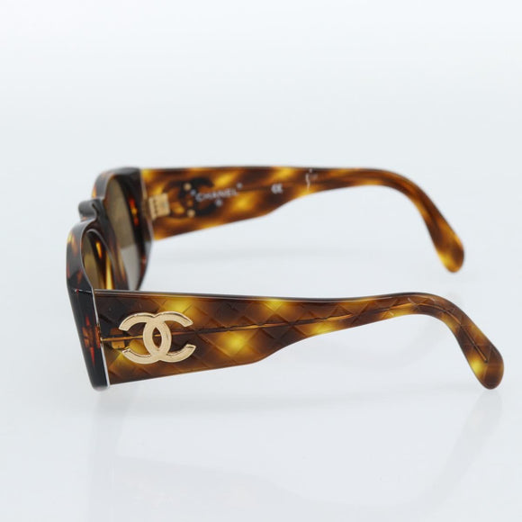 CHANEL Zonnebril met Schildpadpatroon Kunststof Bruin Goud CC Auth bs35479