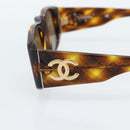 CHANEL Zonnebril met Schildpadpatroon Kunststof Bruin Goud CC Auth bs35479-7