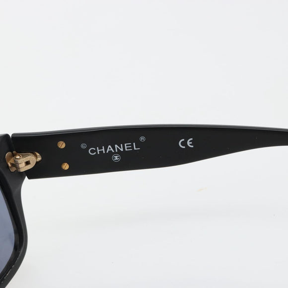 CHANEL Sunglasses Plastic Black Gold CC Auth bs35480