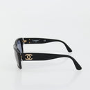 CHANEL Sunglasses Plastic Black Gold CC Auth bs35480-4
