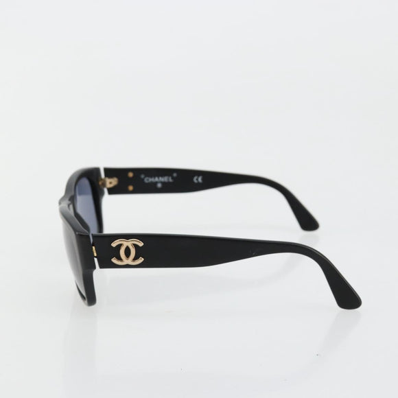 CHANEL Sunglasses Plastic Black Gold CC Auth bs35480