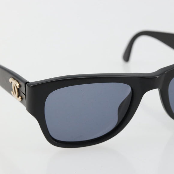 CHANEL Sunglasses Plastic Black Gold CC Auth bs35480