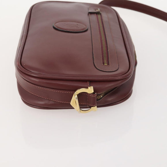 CARTIER Must Line Shoulder Bag Leather Suede 4 Set Bordeaux Auth bs35481