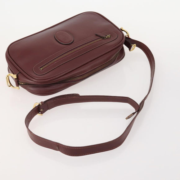 CARTIER Must Line Shoulder Bag Leather Suede 4 Set Bordeaux Auth bs35481