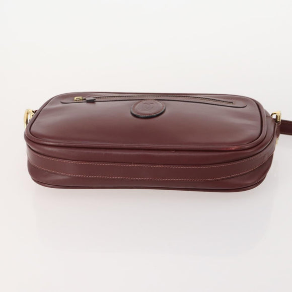 CARTIER Must Line Shoulder Bag Leather Suede 4 Set Bordeaux Auth bs35481