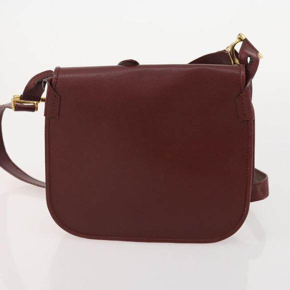 CARTIER Must Line Shoulder Bag Leather Suede 4 Set Bordeaux Auth bs35481
