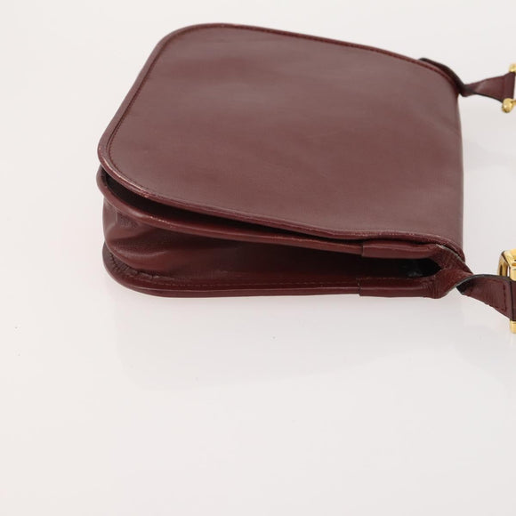 CARTIER Must Line Shoulder Bag Leather Suede 4 Set Bordeaux Auth bs35481