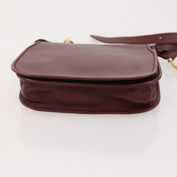 CARTIER Must Line Shoulder Bag Leather Suede 4 Set Bordeaux Auth bs35481