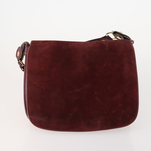 CARTIER Must Line Shoulder Bag Leather Suede 4 Set Bordeaux Auth bs35481