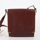 CARTIER Must Line Shoulder Bag Leather Suede 4 Set Bordeaux Auth bs35481-21