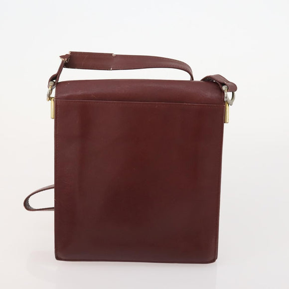 CARTIER Must Line Shoulder Bag Leather Suede 4 Set Bordeaux Auth bs35481