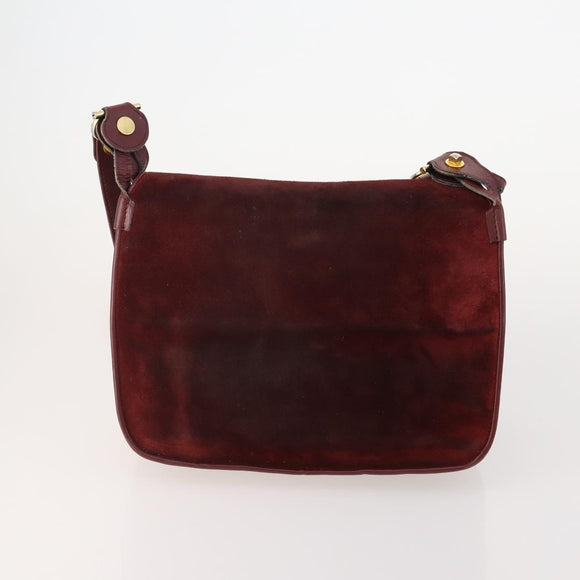 CARTIER Must Line Shoulder Bag Leather Suede 4 Set Bordeaux Auth bs35481