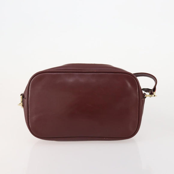 CARTIER Must Line Shoulder Bag Leather Suede 4 Set Bordeaux Auth bs35481