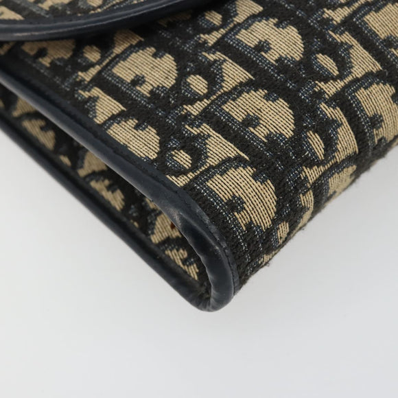 Christian Dior Trotter Canvas Chain Shoulder Bag Navy Gold Auth bs35490