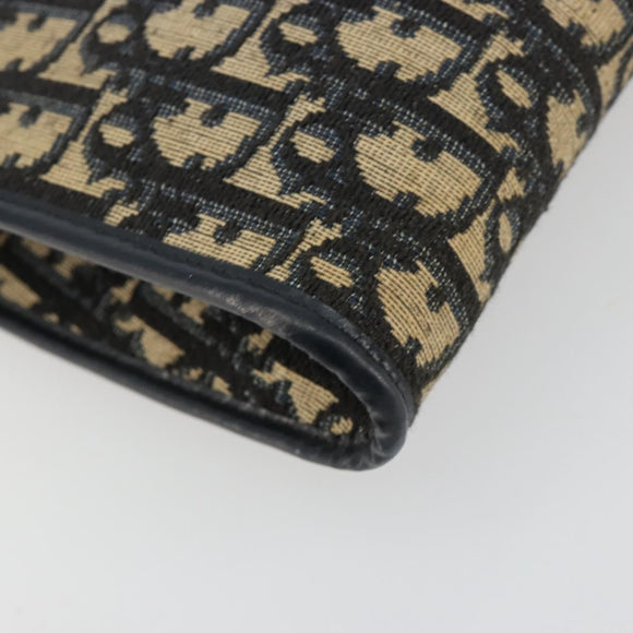 Christian Dior Trotter Canvas Chain Shoulder Bag Navy Gold Auth bs35490