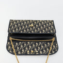 Christian Dior Trotter Canvas Chain Shoulder Bag Navy Gold Auth bs35490-10