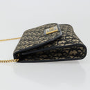 Christian Dior Trotter Canvas Chain Shoulder Bag Navy Gold Auth bs35490-4