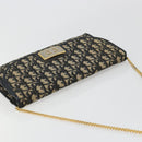 Christian Dior Trotter Canvas Chain Shoulder Bag Navy Gold Auth bs35490-6