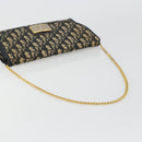 Christian Dior Trotter Canvas Chain Shoulder Bag Navy Gold Auth bs35490-7