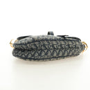 Christian Dior Trotter Canvas Saddle Shoulder Bag Navy Gold Auth bs35491V-5