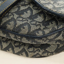 Christian Dior Trotter Canvas Saddle Shoulder Bag Navy Gold Auth bs35491V-16