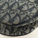 Christian Dior Trotter Canvas Saddle Shoulder Bag Navy Gold Auth bs35491V-18