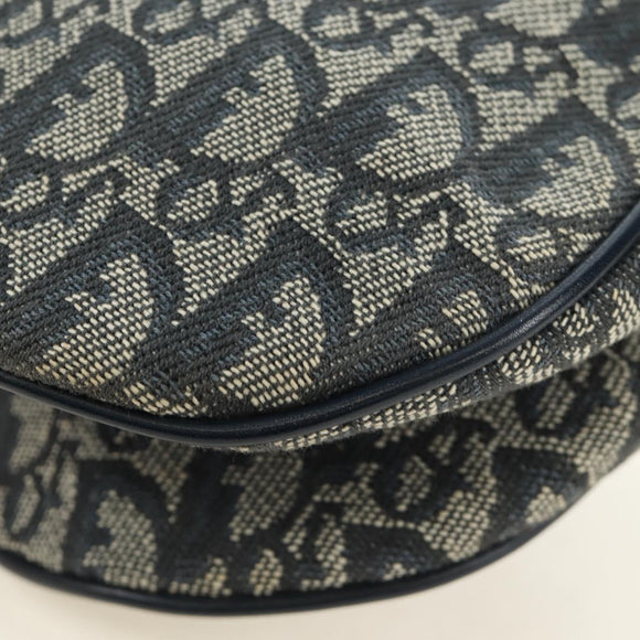 Christian Dior Trotter Canvas Saddle Shoulder Bag Navy Gold Auth bs35491V