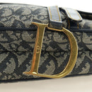 Christian Dior Trotter Canvas Saddle Shoulder Bag Navy Gold Auth bs35491V-19