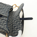Christian Dior Trotter Canvas Saddle Shoulder Bag Navy Gold Auth bs35491V-20