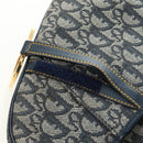 Christian Dior Trotter Canvas Saddle Shoulder Bag Navy Gold Auth bs35491V-10