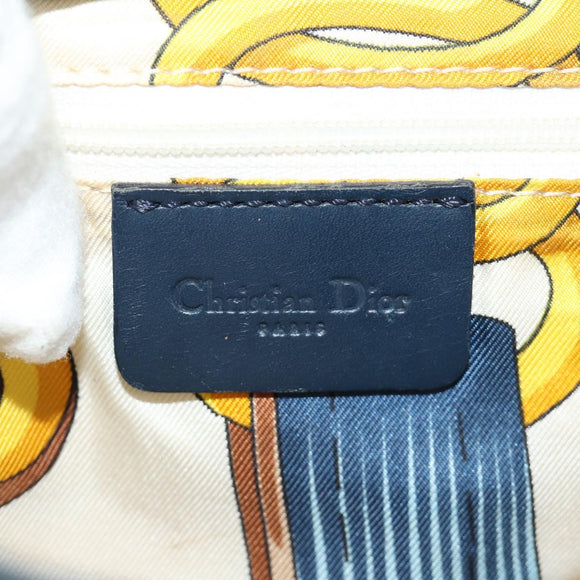 Christian Dior Trotter Canvas Saddle Shoulder Bag Navy Gold Auth bs35491V