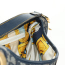 Christian Dior Trotter Canvas Saddle Shoulder Bag Navy Gold Auth bs35491V-22