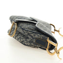 Christian Dior Trotter Canvas Saddle Shoulder Bag Navy Gold Auth bs35491V-4